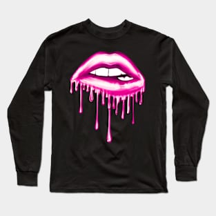 Metallic Dripping Bubblegum Lips Long Sleeve T-Shirt